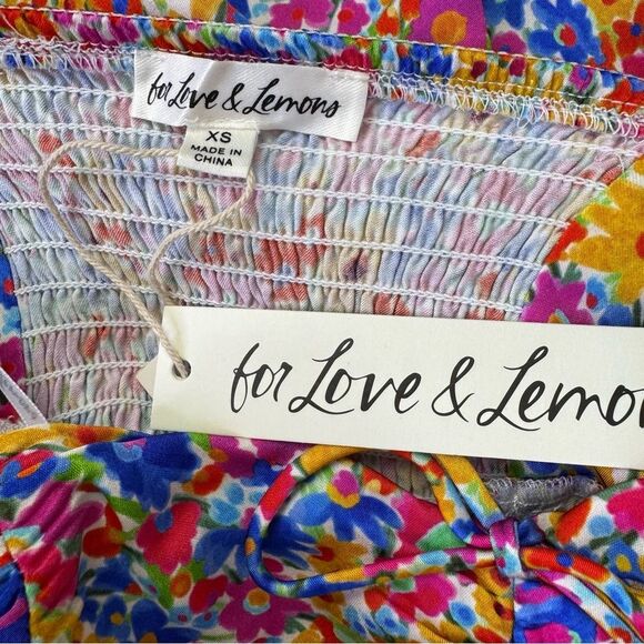 NEW For Love and Lemons Sasha Mini Dress Blue Dizzy Floral Size XS - Picture 8 of 10